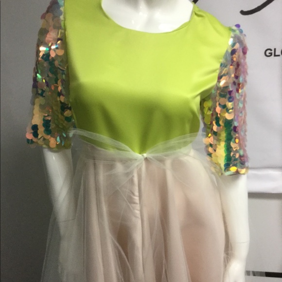 White dress with flounce and beaded center front made by JulissaDesigns